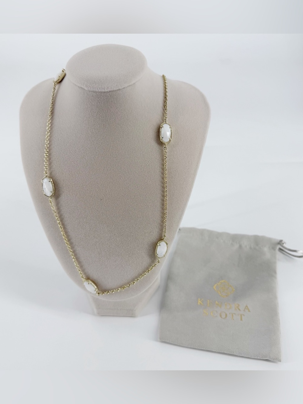 Kendra Scott Kellie Long Station Necklace Gold & Ivory Mother of Pearl
